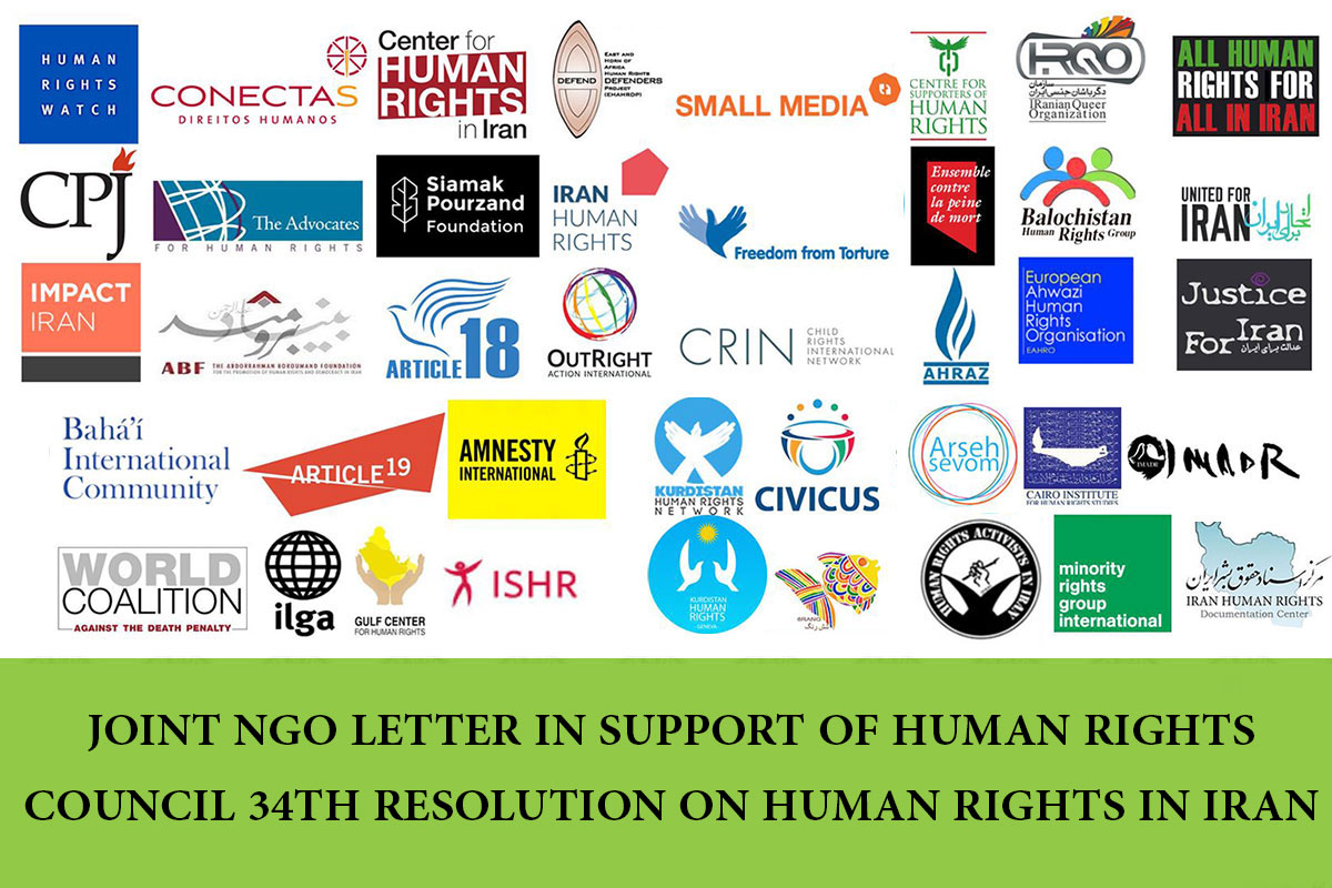 JOINT NGO LETTER IN SUPPORT OF HUMAN RIGHTS COUNCIL 34TH RESOLUTION ON HUMAN RIGHTS IN IRAN