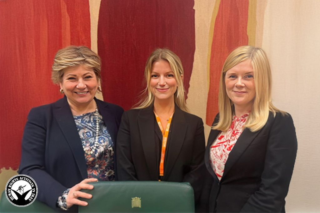 *Emily Thornberry, Chair of UK Foreign Affairs Select Committee, Skylar Thompson HRA Deputy Director, and Claire Hazelgrove, Labour MP